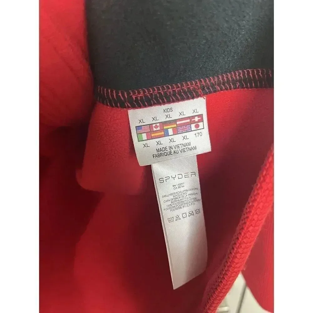 Spyder Athletic  Youth‎ Kids Size XL (l8) Black Red  Full Zip Pockets Fleece